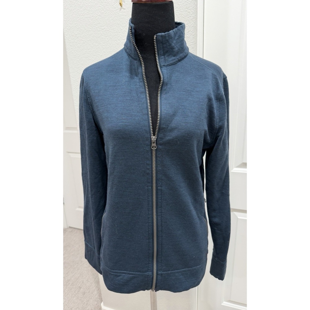 Woman's Icebreaker Merino Wool Front Zip Jacket Dk Teal Base Layer S